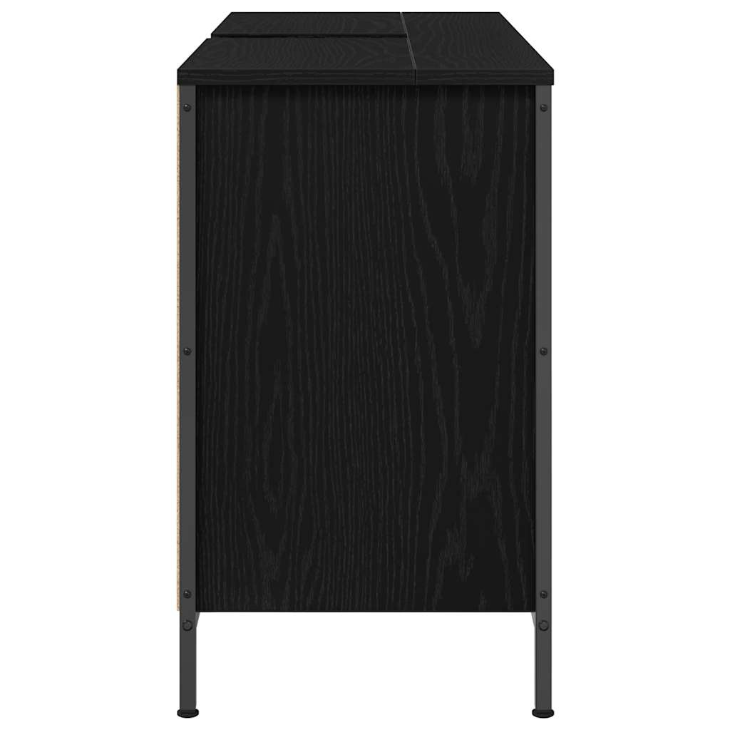 vidaXL Basin Cabinet with Drawers Black Oak 90x34.5x60 cm