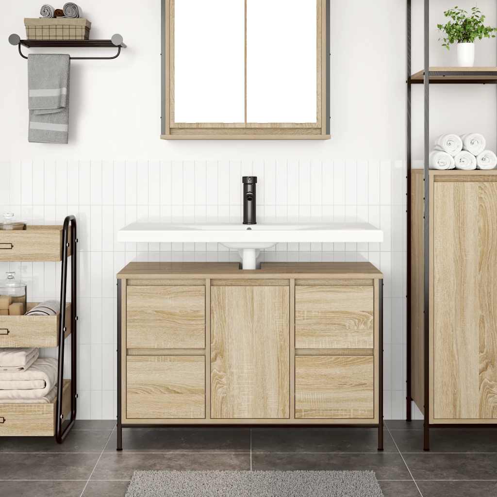 vidaXL Basin Cabinet with Drawers Sonoma Oak 90x34.5x60 cm