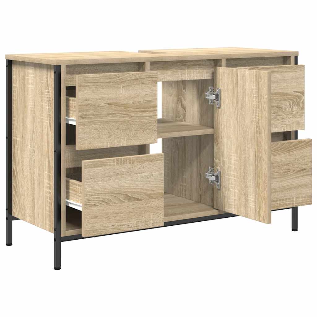 vidaXL Basin Cabinet with Drawers Sonoma Oak 90x34.5x60 cm