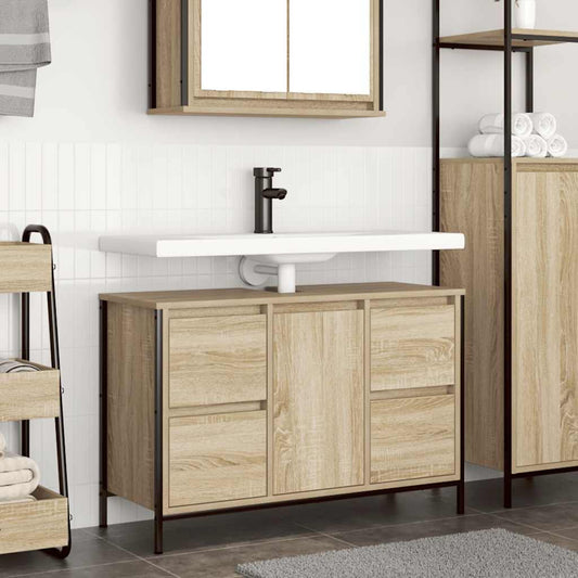 vidaXL Basin Cabinet with Drawers Sonoma Oak 90x34.5x60 cm