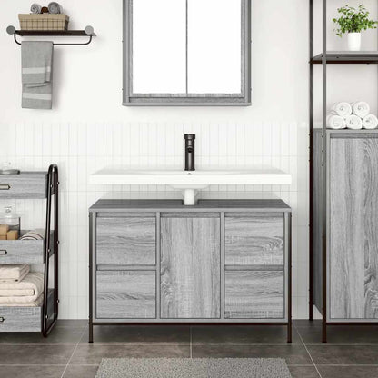 vidaXL Basin Cabinet with Drawers Grey Sonoma 90x34.5x60 cm