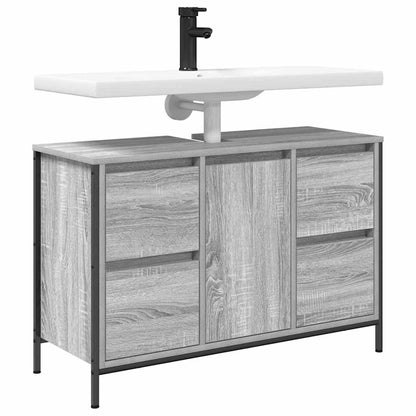 vidaXL Basin Cabinet with Drawers Grey Sonoma 90x34.5x60 cm