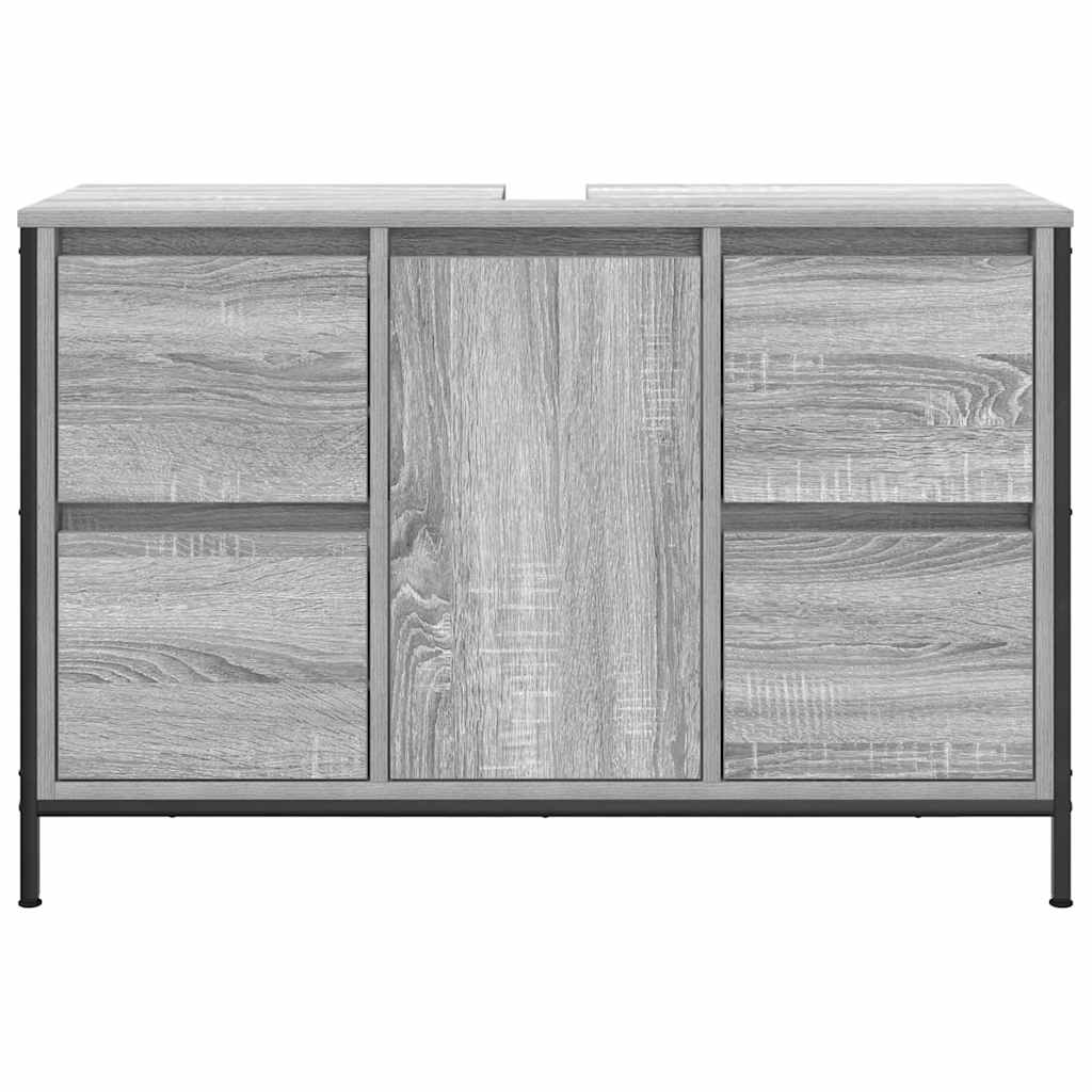 vidaXL Basin Cabinet with Drawers Grey Sonoma 90x34.5x60 cm