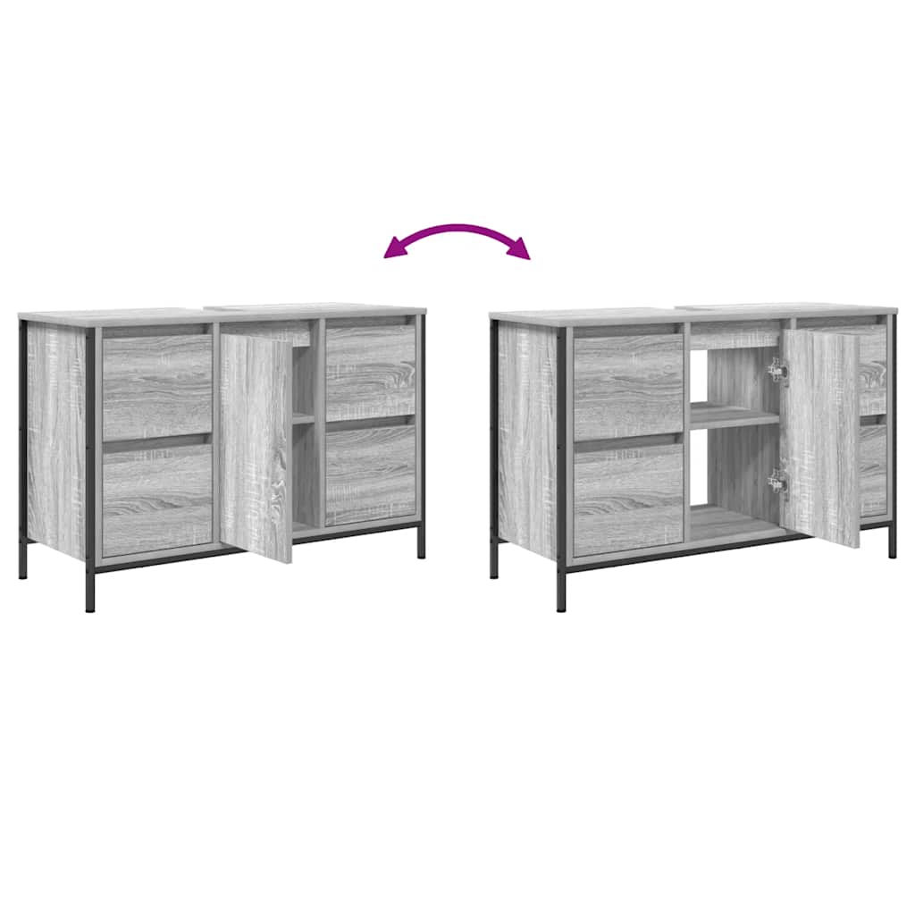 vidaXL Basin Cabinet with Drawers Grey Sonoma 90x34.5x60 cm