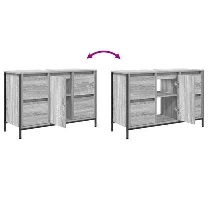 vidaXL Basin Cabinet with Drawers Grey Sonoma 90x34.5x60 cm