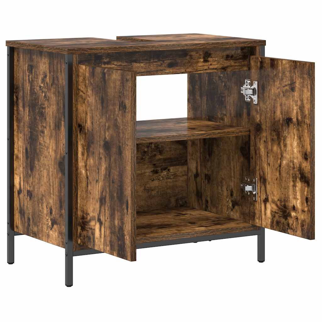 vidaXL Bathroom Basin Cabinet Smoked Oak 60x34.5x60 cm