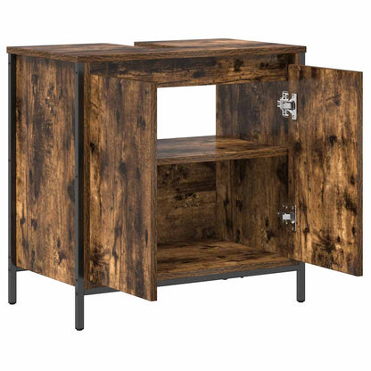 vidaXL Bathroom Basin Cabinet Smoked Oak 60x34.5x60 cm