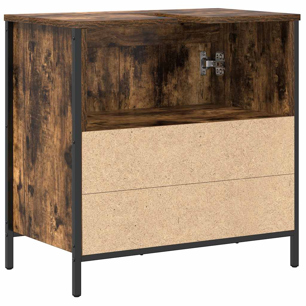 vidaXL Bathroom Basin Cabinet Smoked Oak 60x34.5x60 cm