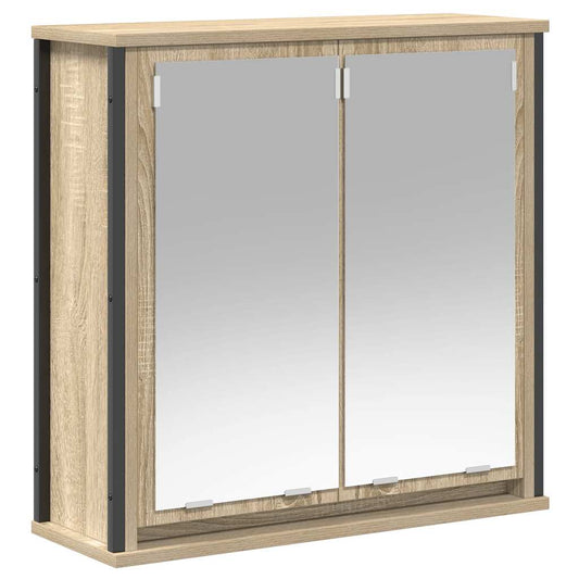 vidaXL Bathroom Wall Cabinet with Mirror Sonoma Oak 60x21x60 cm