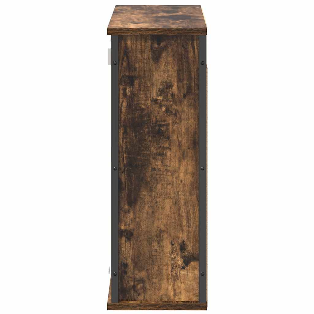 vidaXL Bathroom Wall Cabinet with Mirror Smoked Oak 60x21x60 cm