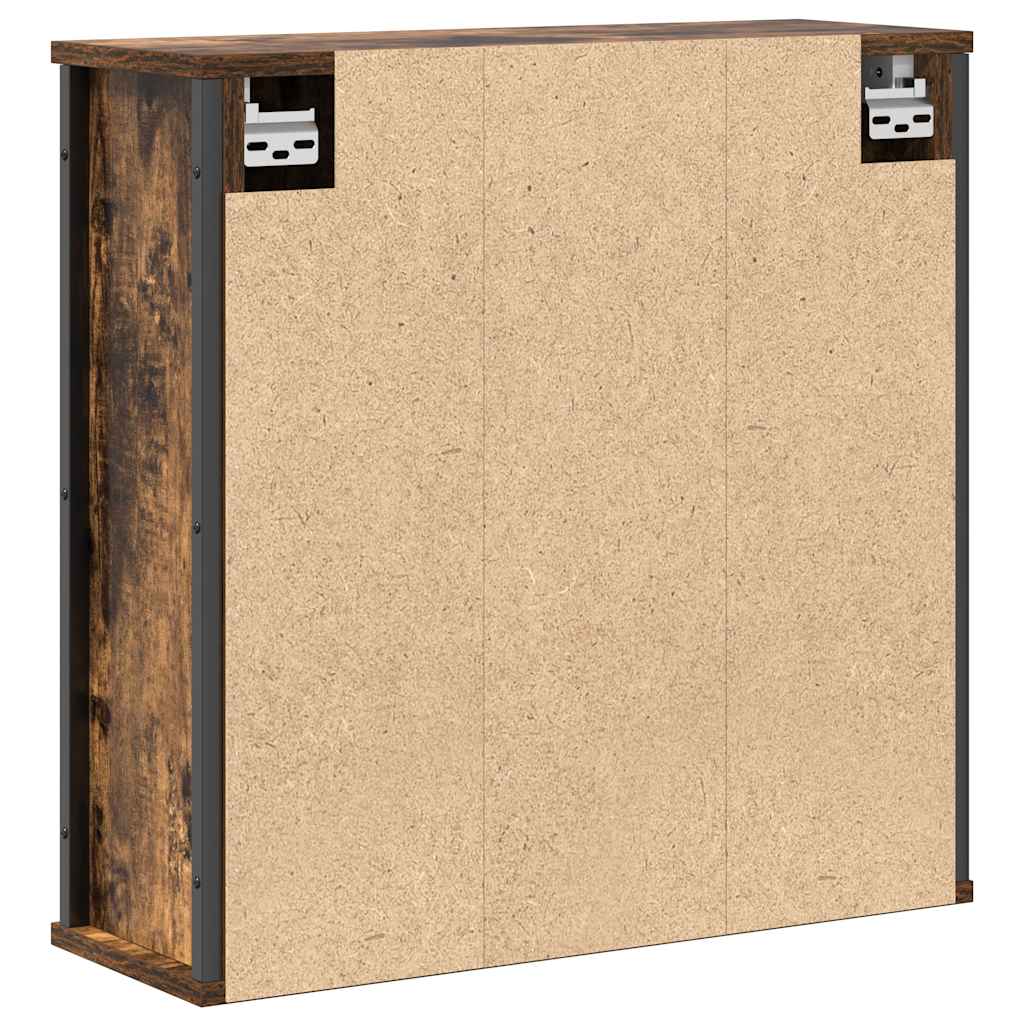 vidaXL Bathroom Wall Cabinet with Mirror Smoked Oak 60x21x60 cm