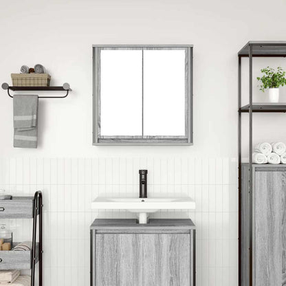 vidaXL Bathroom Wall Cabinet with Mirror Grey Sonoma 60x21x60 cm