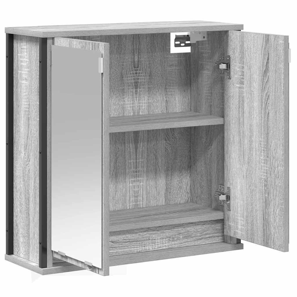 vidaXL Bathroom Wall Cabinet with Mirror Grey Sonoma 60x21x60 cm