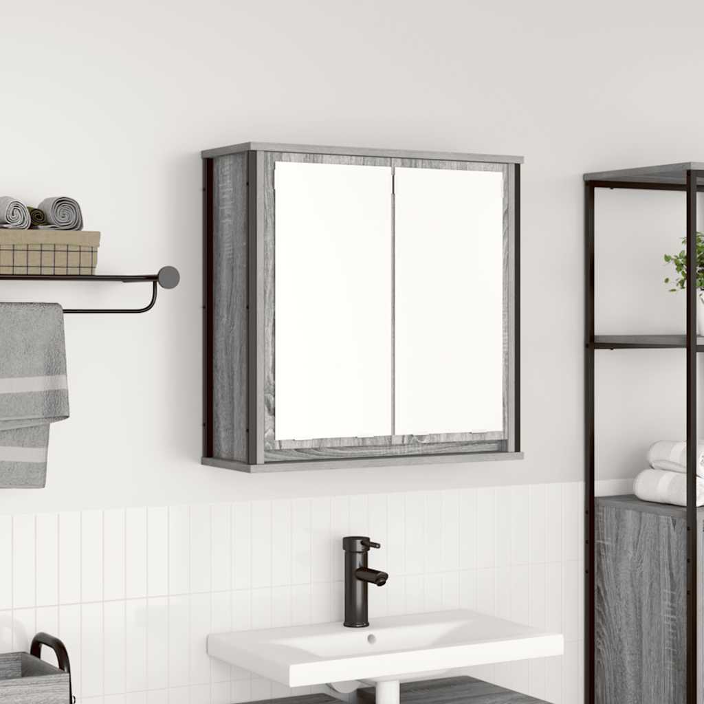 vidaXL Bathroom Wall Cabinet with Mirror Grey Sonoma 60x21x60 cm