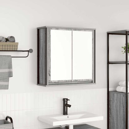 vidaXL Bathroom Wall Cabinet with Mirror Grey Sonoma 60x21x60 cm