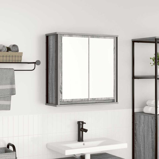 vidaXL Bathroom Wall Cabinet with Mirror Grey Sonoma 60x21x60 cm