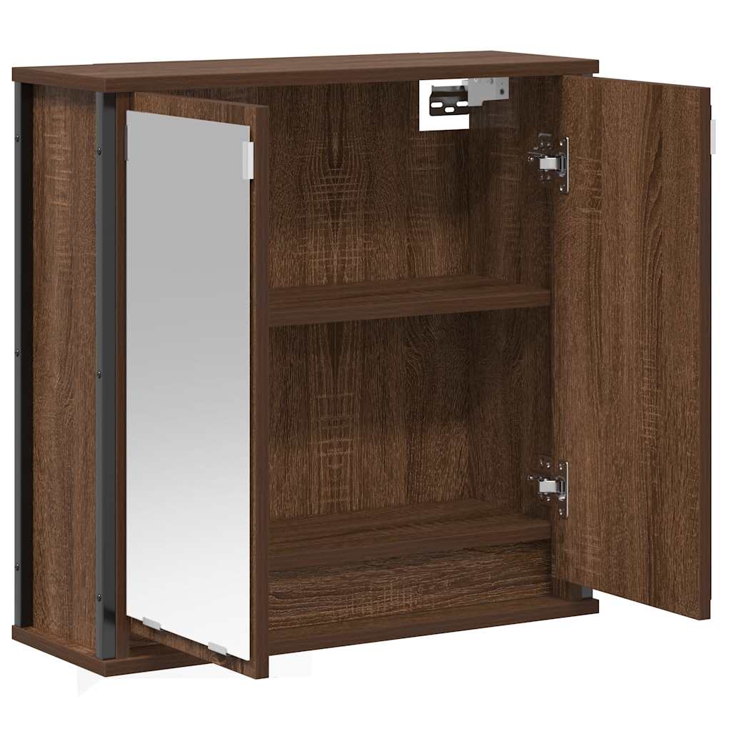 vidaXL Bathroom Wall Cabinet with Mirror Brown Oak 60x21x60 cm