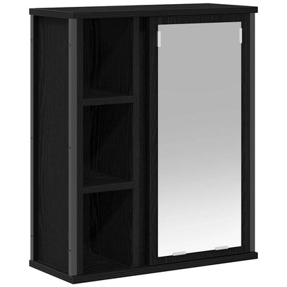vidaXL Bathroom Wall Cabinet with Mirror Black Oak 50x21x60 cm