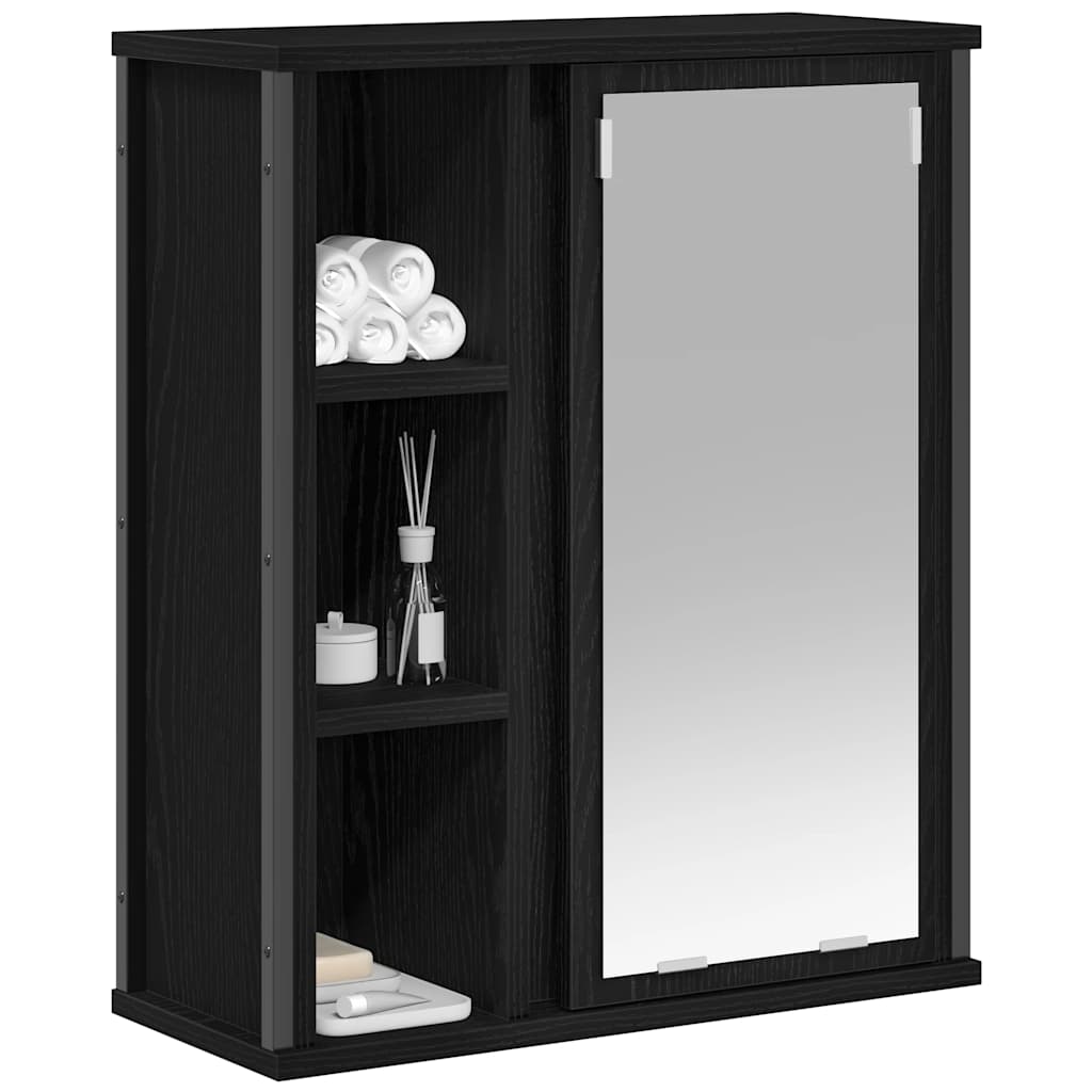vidaXL Bathroom Wall Cabinet with Mirror Black Oak 50x21x60 cm