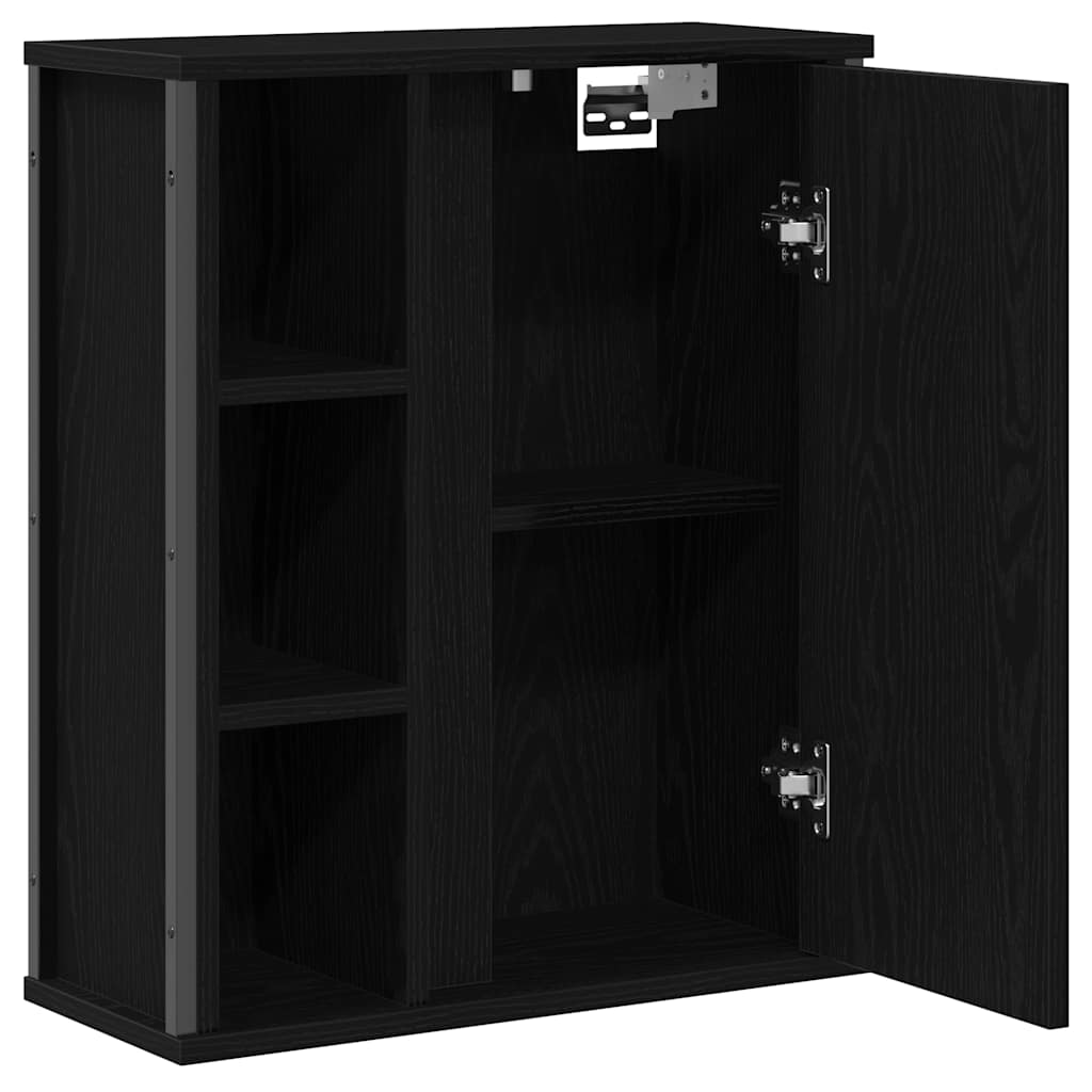 vidaXL Bathroom Wall Cabinet with Mirror Black Oak 50x21x60 cm