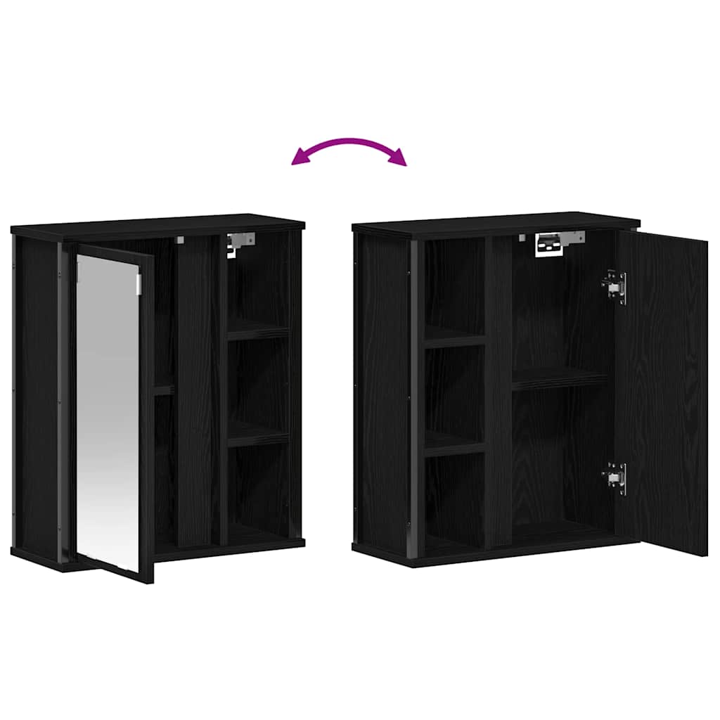 vidaXL Bathroom Wall Cabinet with Mirror Black Oak 50x21x60 cm
