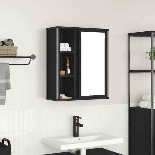 vidaXL Bathroom Wall Cabinet with Mirror Black Oak 50x21x60 cm