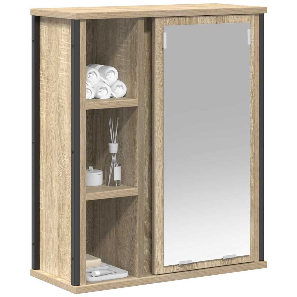 vidaXL Bathroom Wall Cabinet with Mirror Sonoma Oak 50x21x60 cm