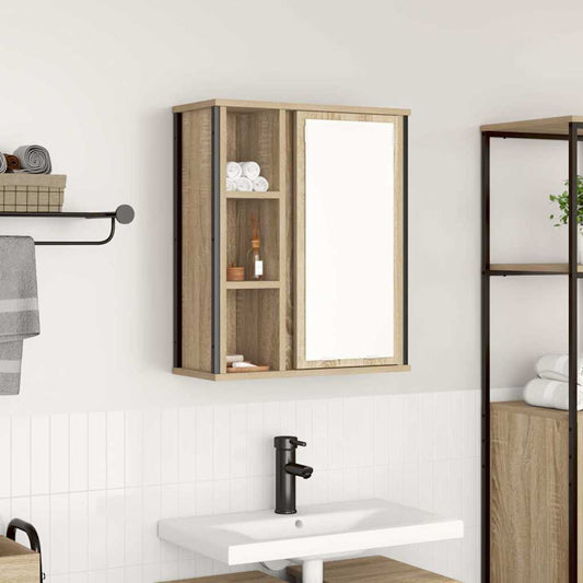 vidaXL Bathroom Wall Cabinet with Mirror Sonoma Oak 50x21x60 cm