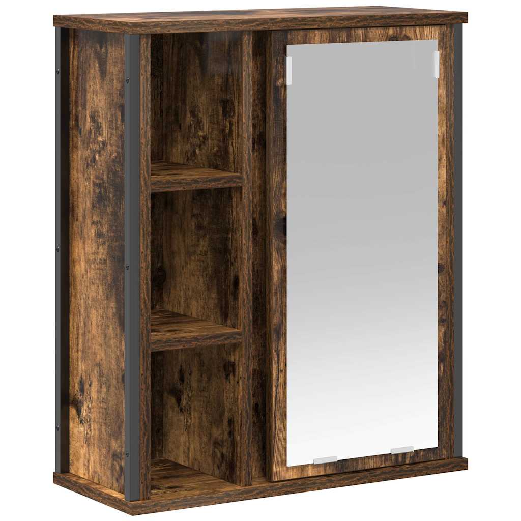 vidaXL Bathroom Wall Cabinet with Mirror Smoked Oak 50x21x60 cm