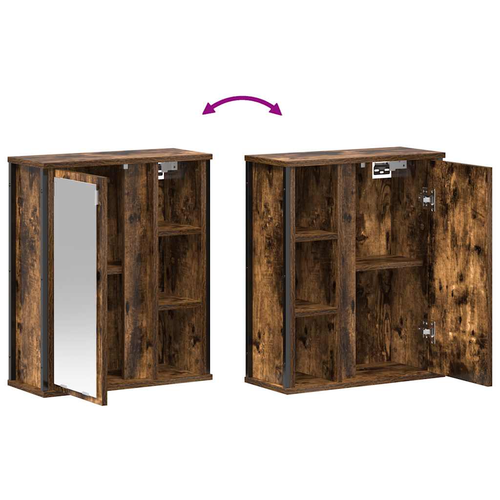 vidaXL Bathroom Wall Cabinet with Mirror Smoked Oak 50x21x60 cm
