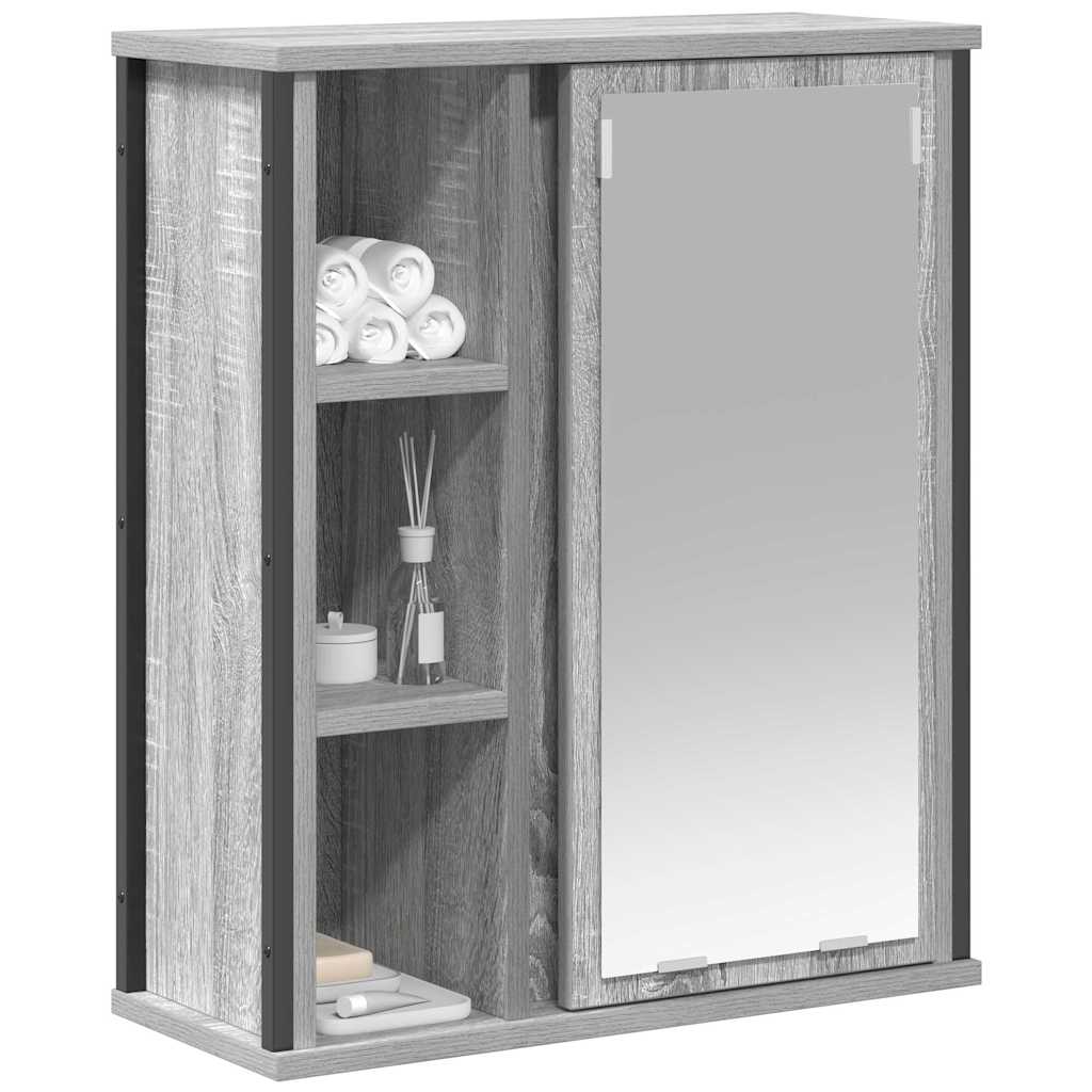 vidaXL Bathroom Wall Cabinet with Mirror Grey Sonoma 50x21x60 cm