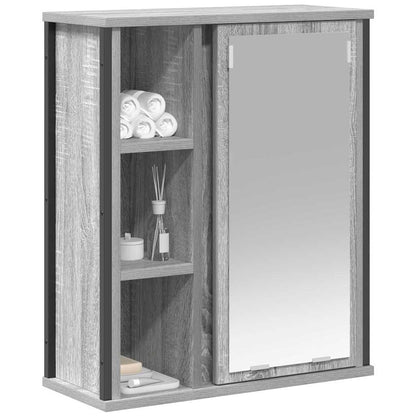 vidaXL Bathroom Wall Cabinet with Mirror Grey Sonoma 50x21x60 cm