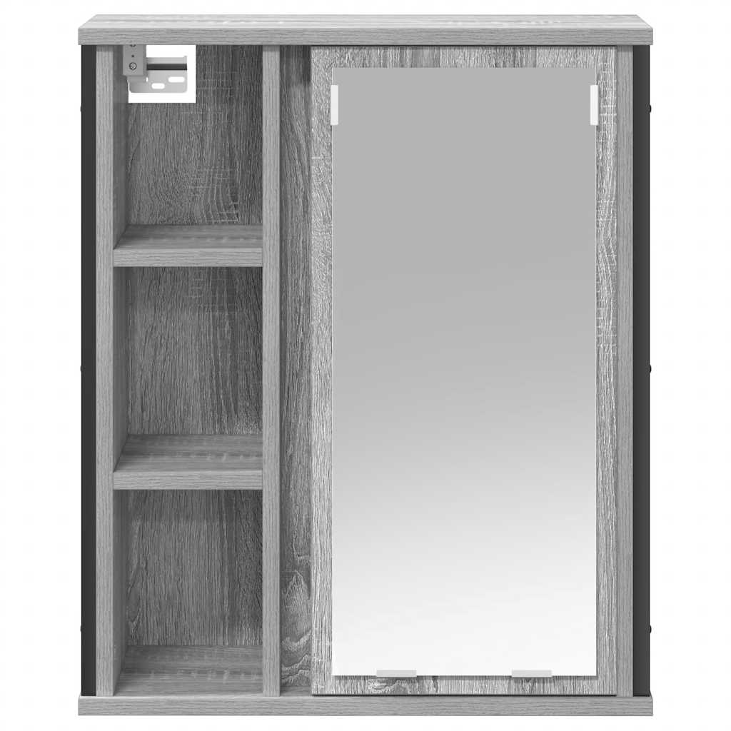 vidaXL Bathroom Wall Cabinet with Mirror Grey Sonoma 50x21x60 cm