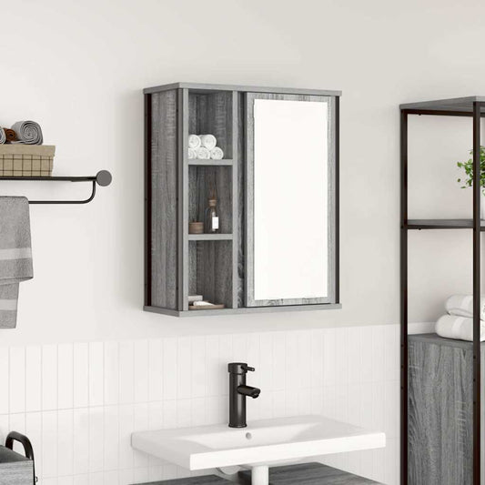 vidaXL Bathroom Wall Cabinet with Mirror Grey Sonoma 50x21x60 cm
