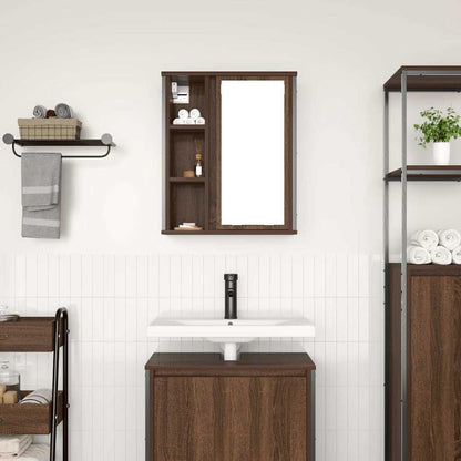 vidaXL Bathroom Wall Cabinet with Mirror Brown Oak 50x21x60 cm