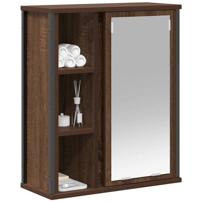 vidaXL Bathroom Wall Cabinet with Mirror Brown Oak 50x21x60 cm