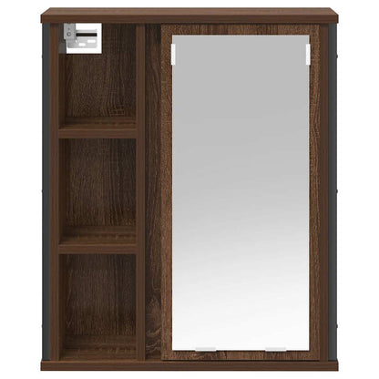 vidaXL Bathroom Wall Cabinet with Mirror Brown Oak 50x21x60 cm