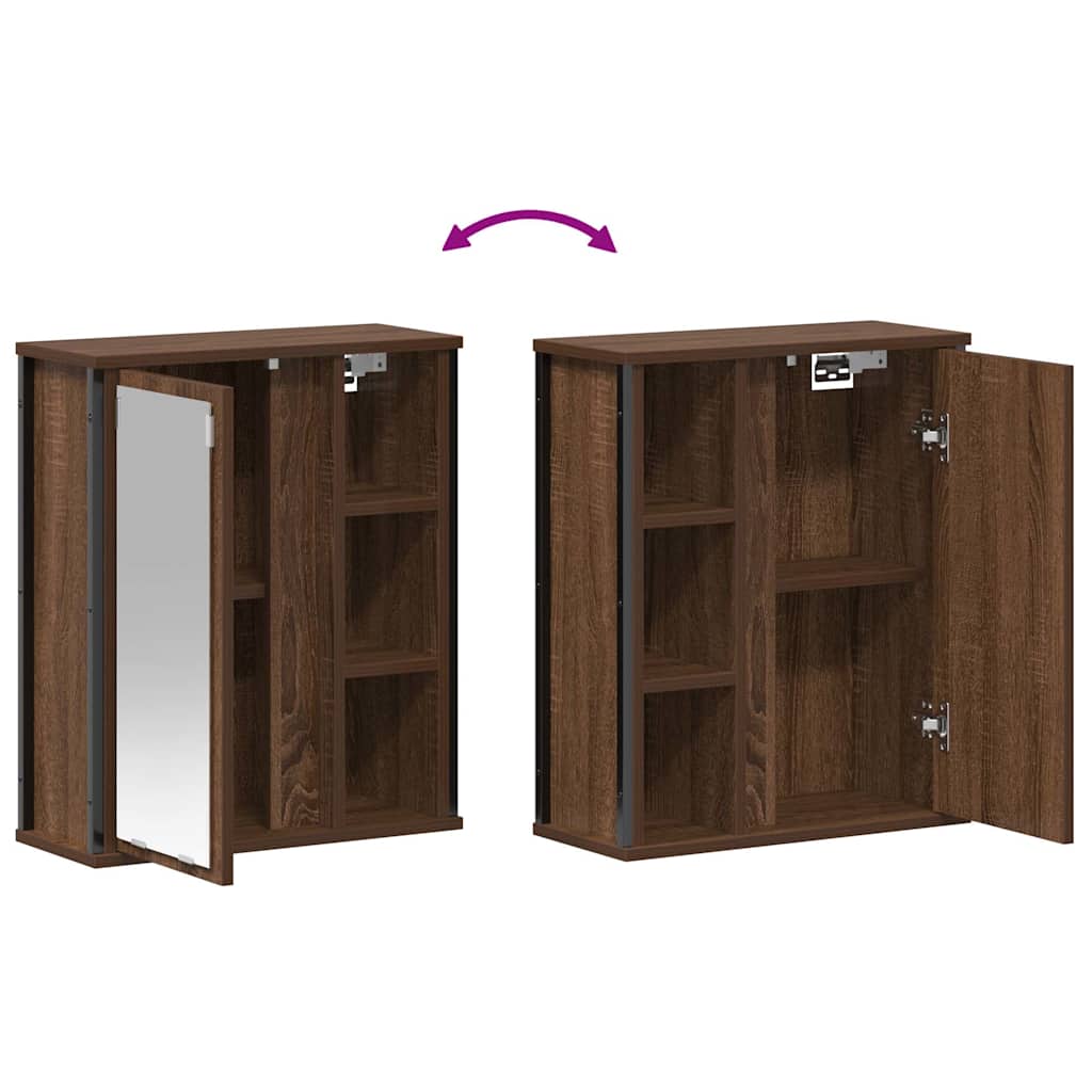 vidaXL Bathroom Wall Cabinet with Mirror Brown Oak 50x21x60 cm