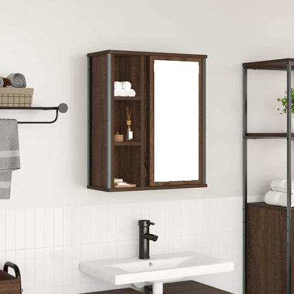 vidaXL Bathroom Wall Cabinet with Mirror Brown Oak 50x21x60 cm