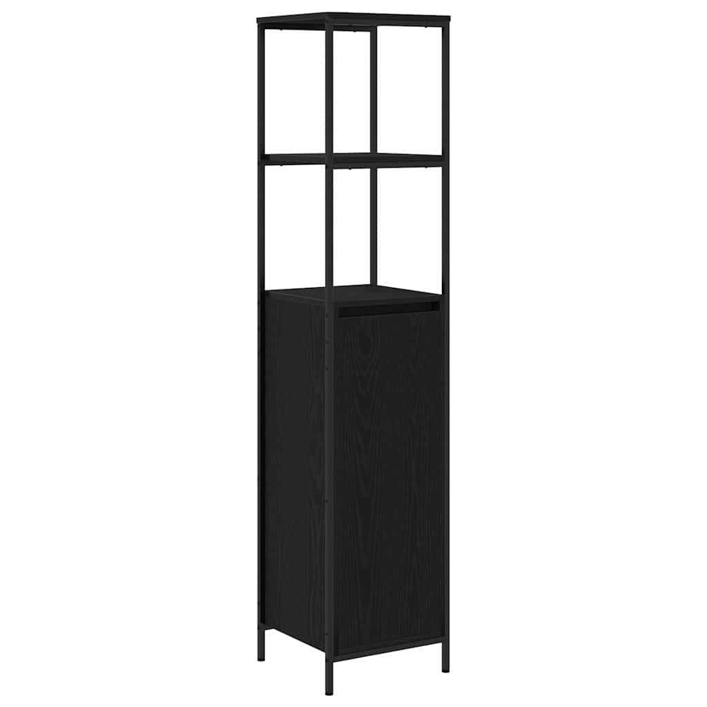 vidaXL Bathroom Cabinet with Shelves Black Oak 36x35x165 cm