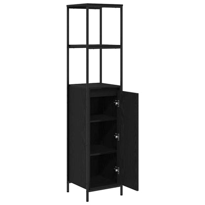 vidaXL Bathroom Cabinet with Shelves Black Oak 36x35x165 cm