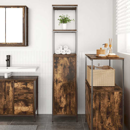 vidaXL Bathroom Cabinet with Shelves Smoked Oak 36x35x165 cm