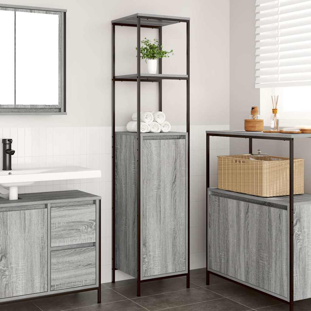 vidaXL Bathroom Cabinet with Shelves Grey Sonoma 36x35x165 cm