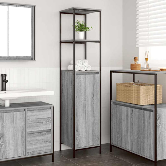 vidaXL Bathroom Cabinet with Shelves Grey Sonoma 36x35x165 cm