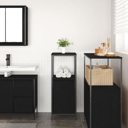 vidaXL Bathroom Cabinet with Shelves Black Oak 36x35x95 cm