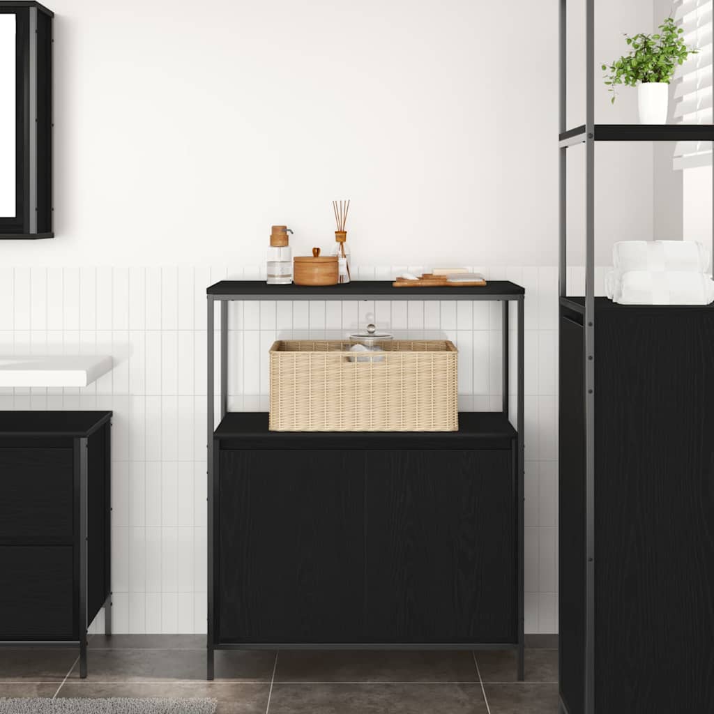 vidaXL Bathroom Cabinet with Shelves Black Oak 76,5x35x95 cm