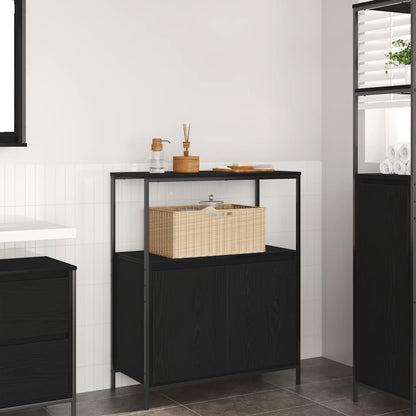 vidaXL Bathroom Cabinet with Shelves Black Oak 76.5x35x95 cm