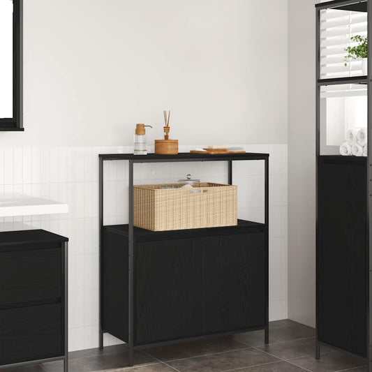 vidaXL Bathroom Cabinet with Shelves Black Oak 76.5x35x95 cm