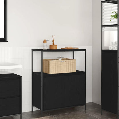 vidaXL Bathroom Cabinet with Shelves Black Oak 76,5x35x95 cm