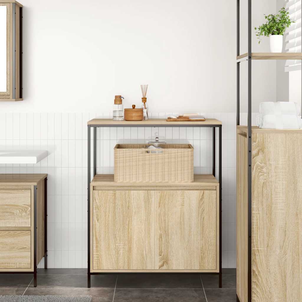vidaXL Bathroom Cabinet with Shelves Sonoma Oak 76.5x35x95 cm